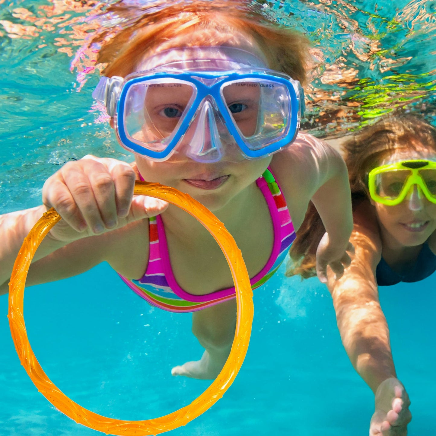 Play Day Sparkly Pool Ring Diving Set for Children, Multi-Color, Includes 6 Rings