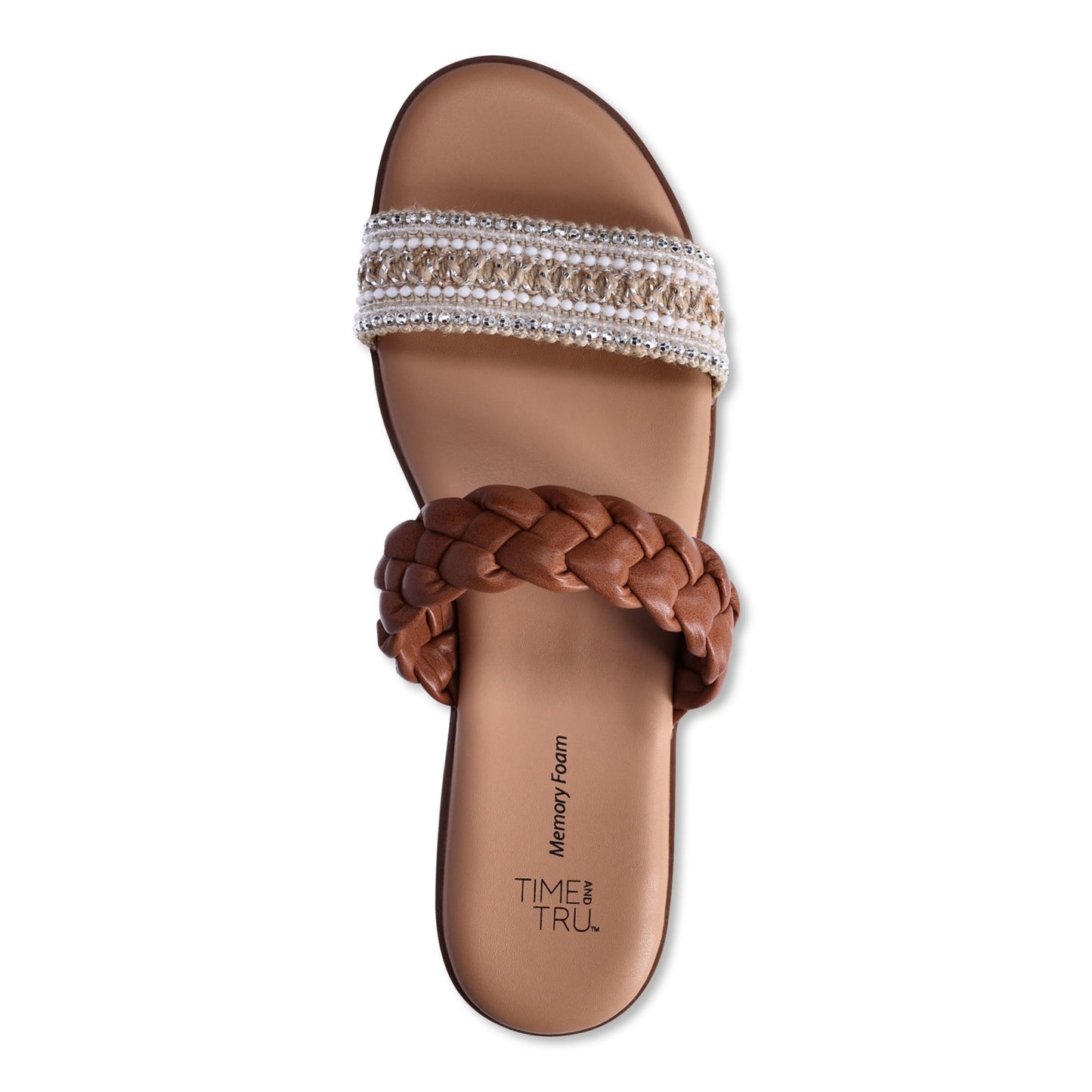 Time and Tru Women's Double Band Slide Flat Sandals