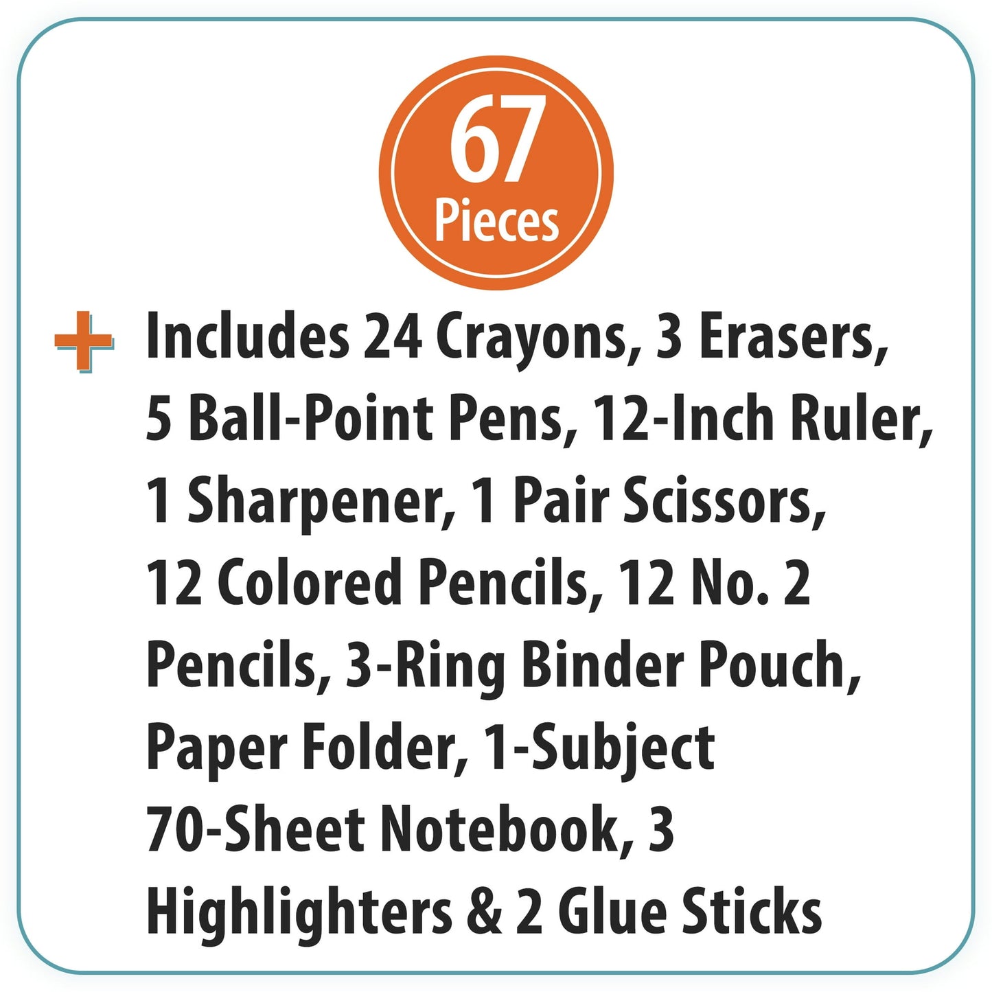 Pen+Gear Back to School List Kit, 67 Pieces, Notebook and Writing Kit, Multicolor