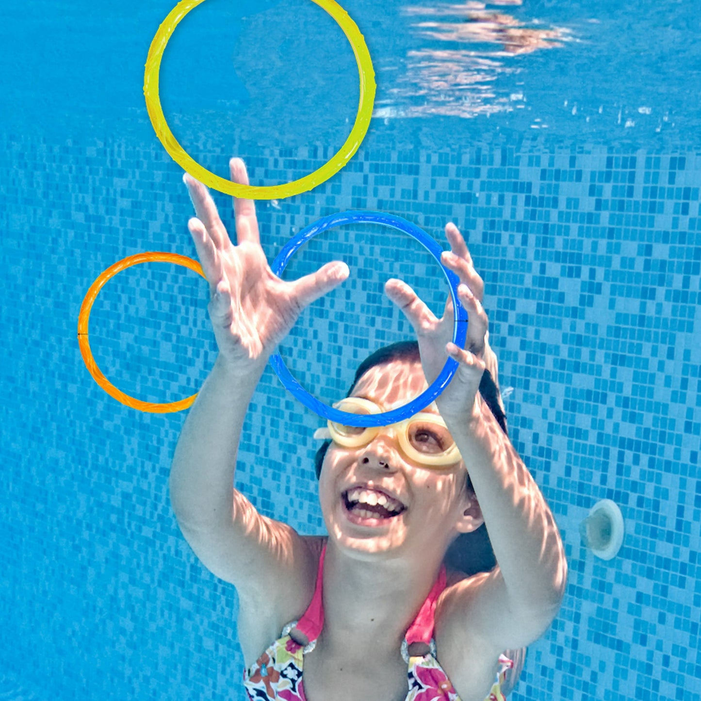 Play Day Sparkly Pool Ring Diving Set for Children, Multi-Color, Includes 6 Rings