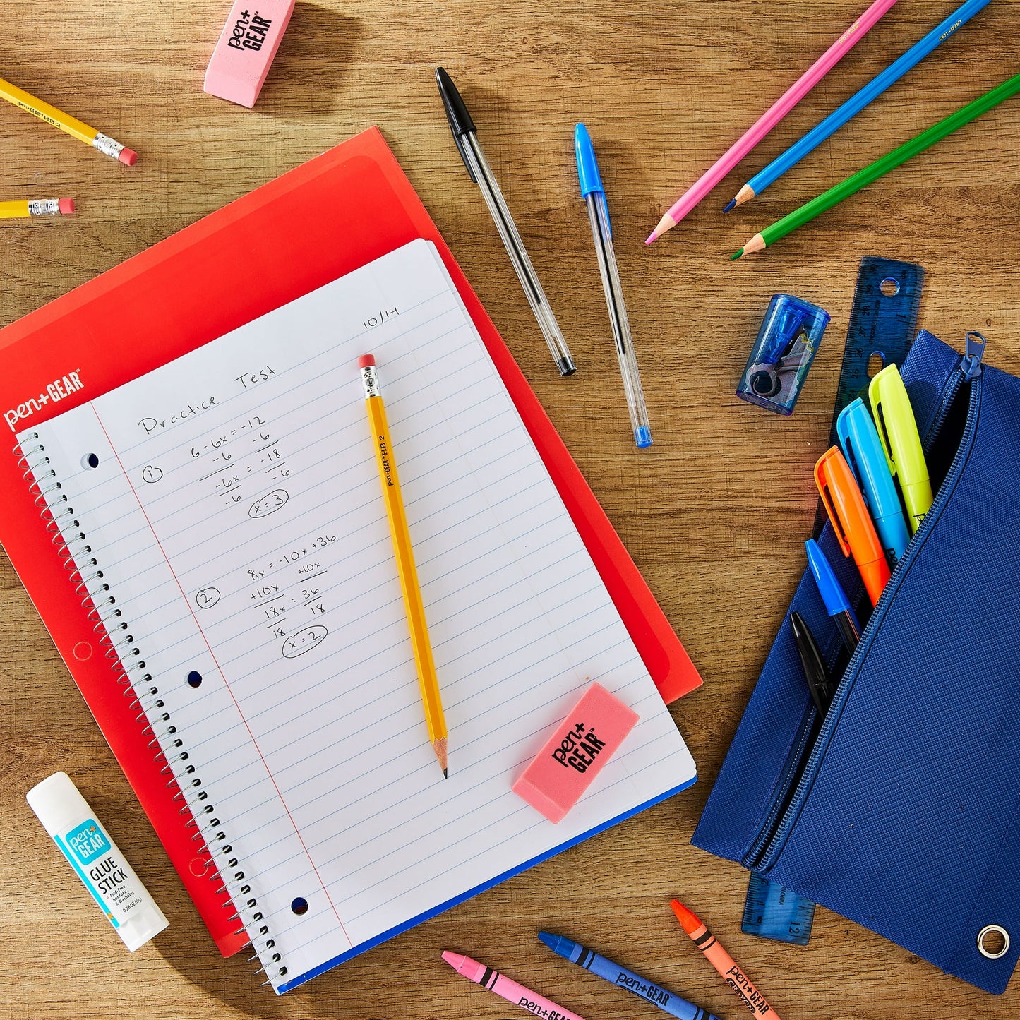 Pen+Gear Back to School List Kit, 67 Pieces, Notebook and Writing Kit, Multicolor
