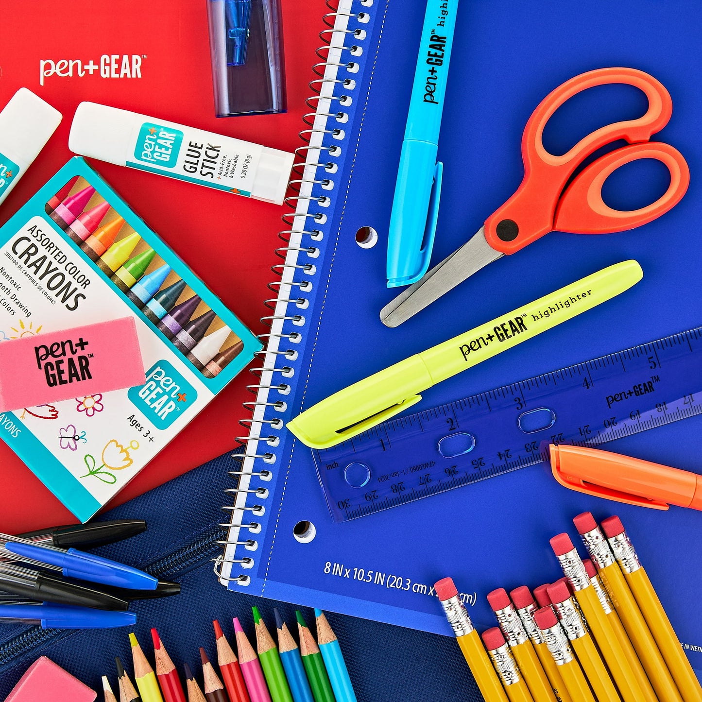 Pen+Gear Back to School List Kit, 67 Pieces, Notebook and Writing Kit, Multicolor
