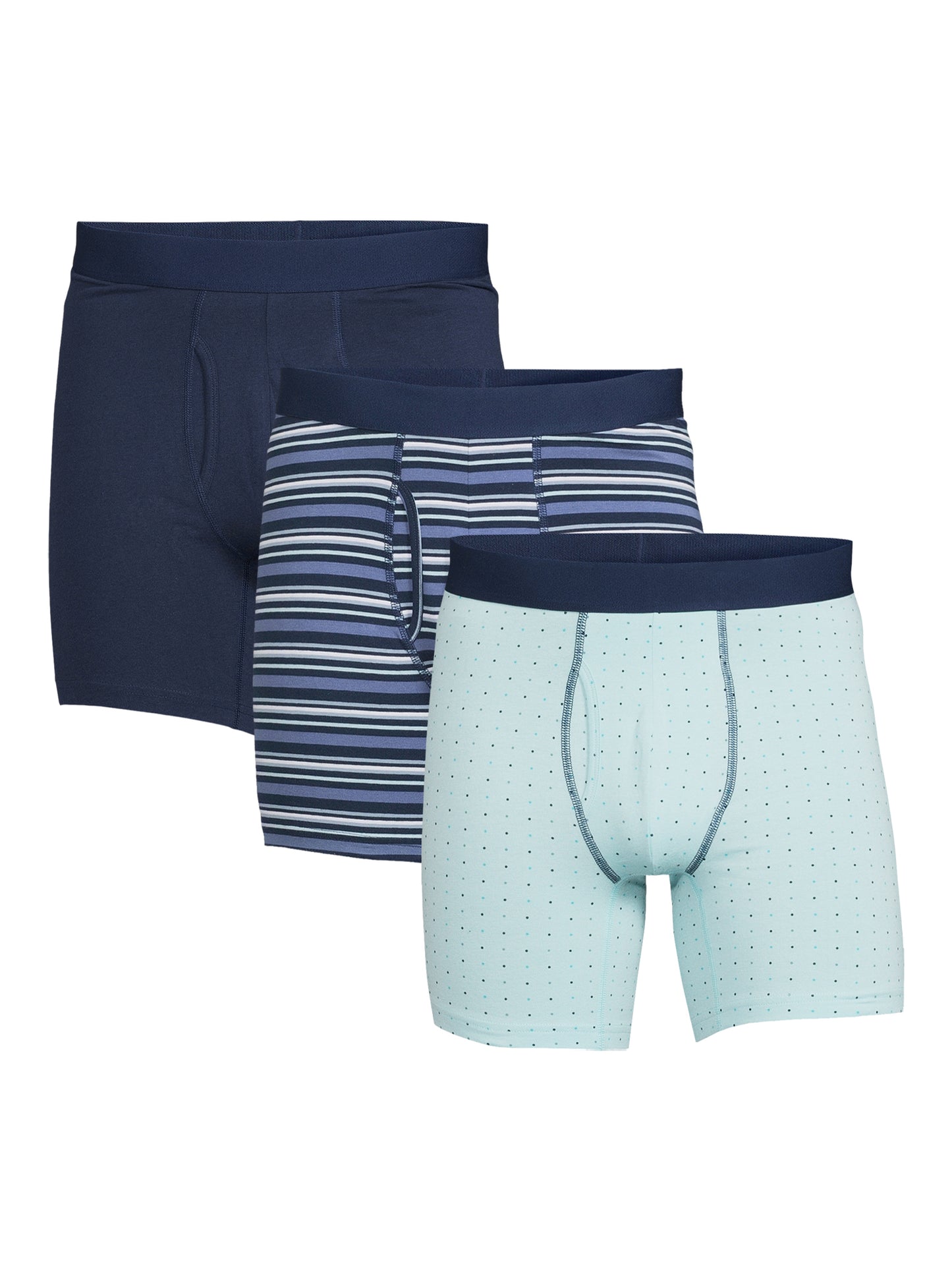 George Men's Dot & Stripe Boxer Briefs, 3-Pack