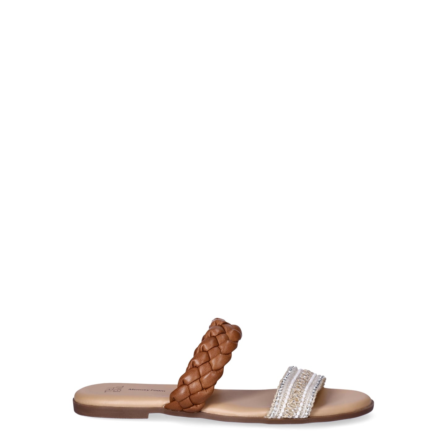 Time and Tru Women's Double Band Slide Flat Sandals