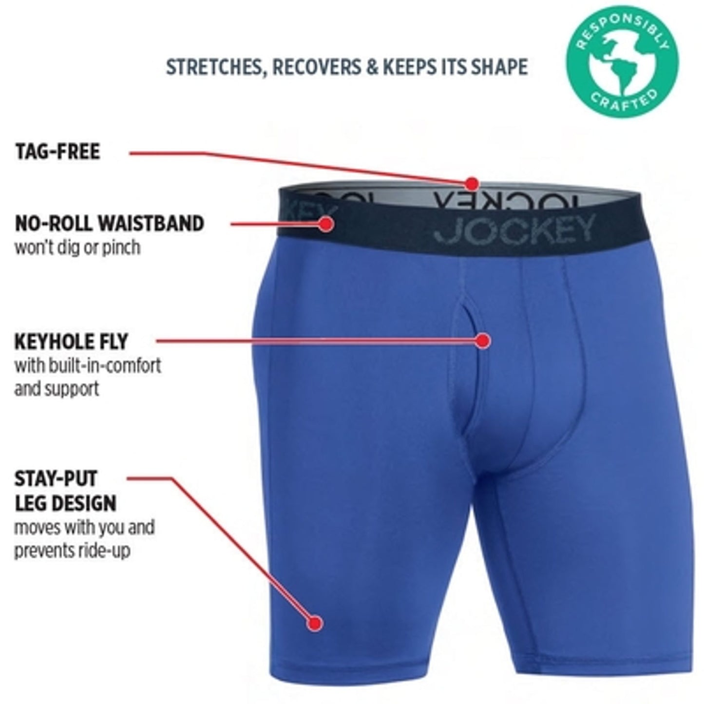 Jockey Essentials Microfiber Boxer Briefs, Large, Pack of 3