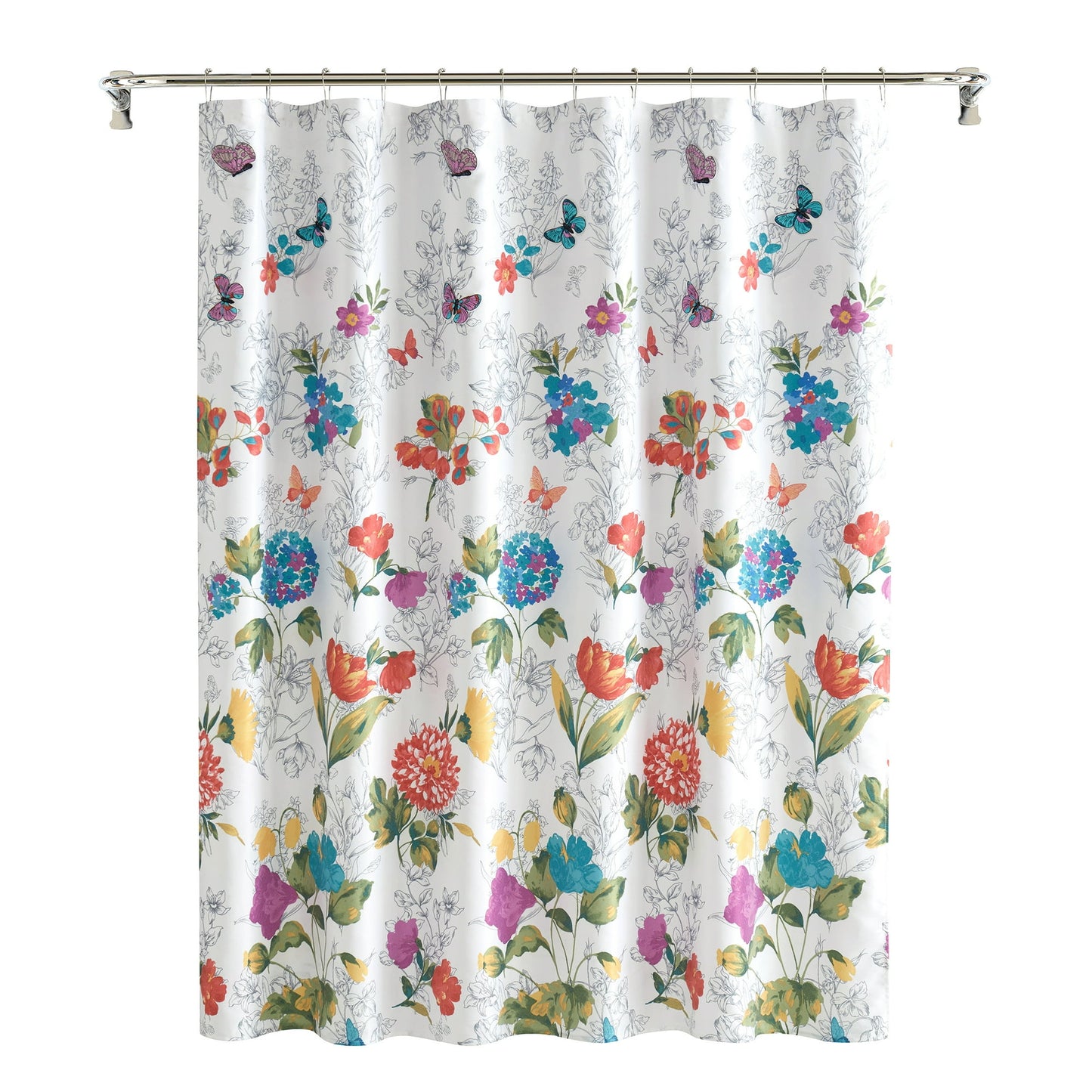 The Pioneer Woman Blooming Bouquet Floral Embroidered Cotton-Rich Shower Curtain, 72" x 72", Multi