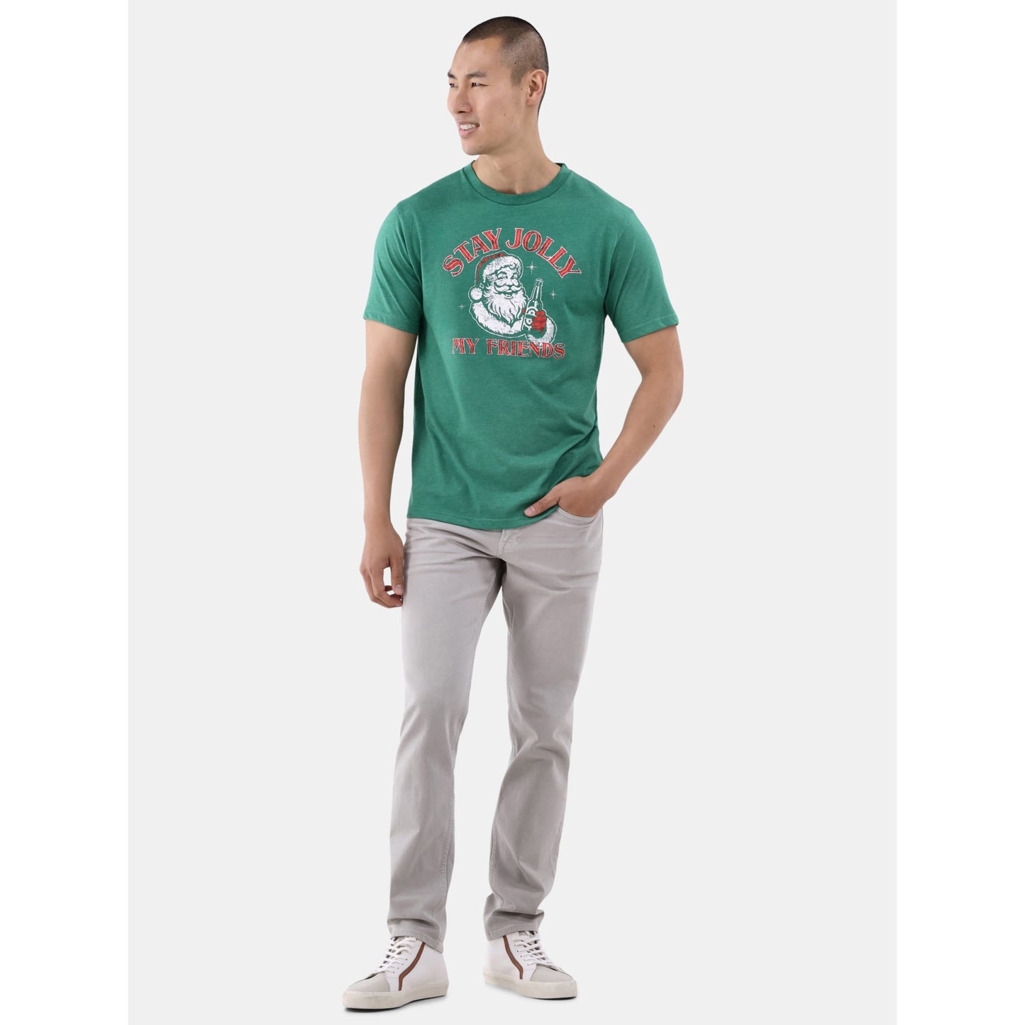 Men's Christmas Jolly Santa Graphic Tee from Holiday Time