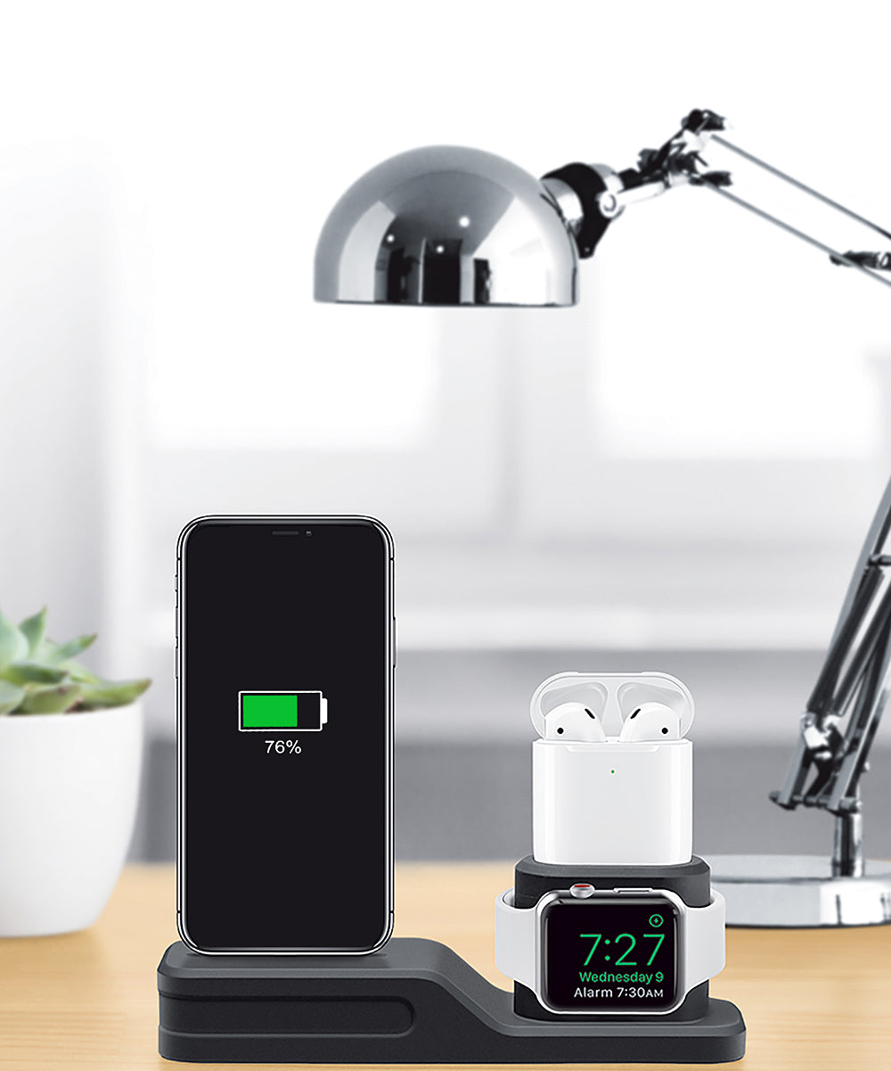 At Home 3-in-1 Black Device Stand, Plastic