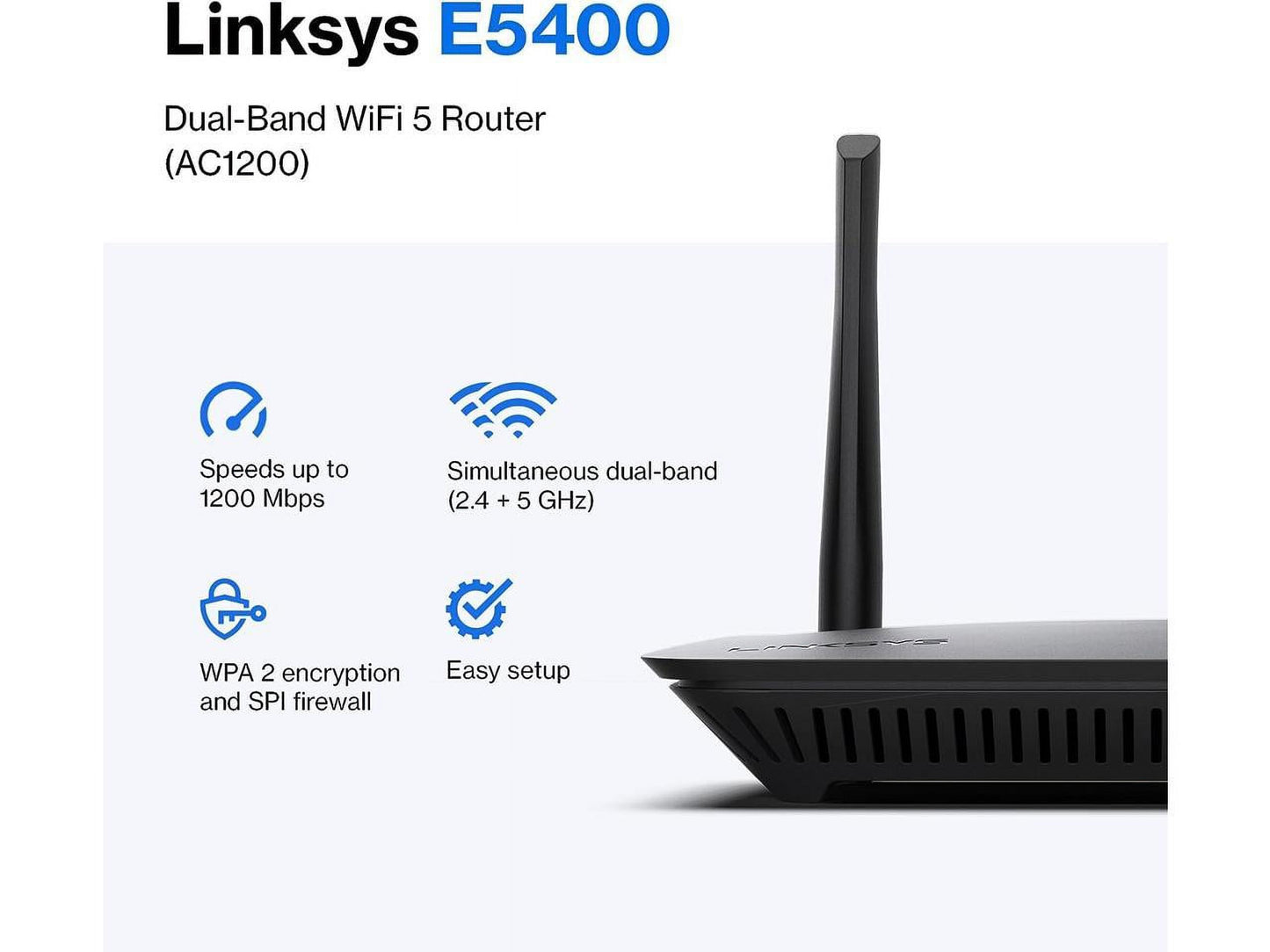 Linksys AC1200 Dual Band WiFi 5 Router with Easy Setup, Black New