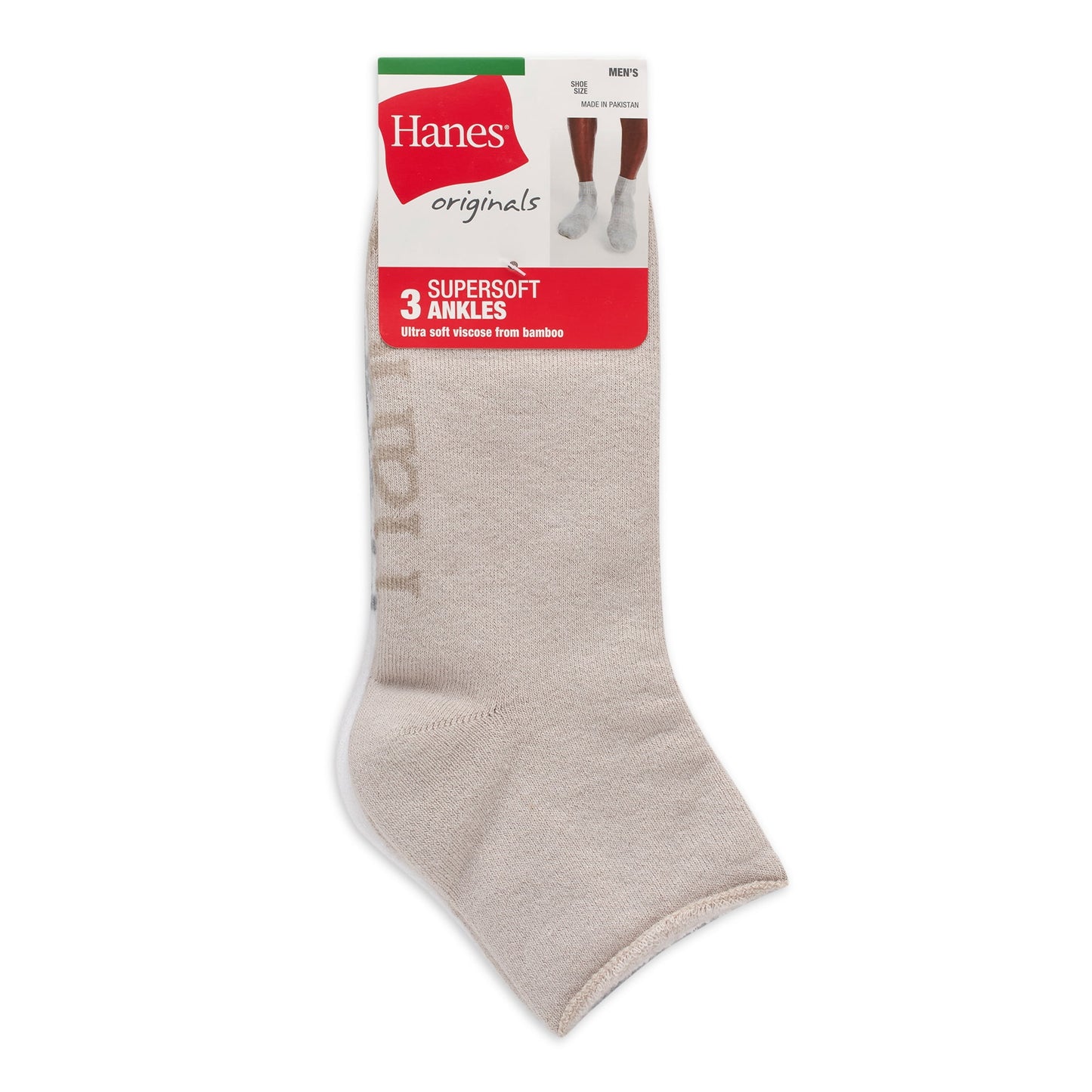 Hanes Originals Men’s SuperSoft Ankle Socks, 3-Pairs
