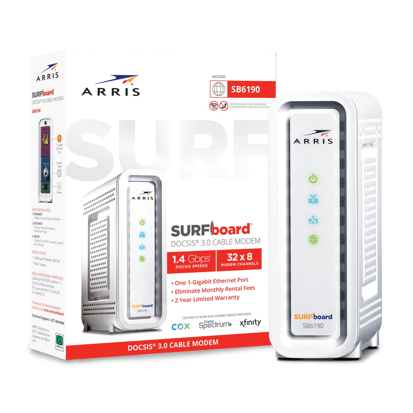 ARRIS Surfboard SB6190 Cable Modem, DOCSIS 3.0