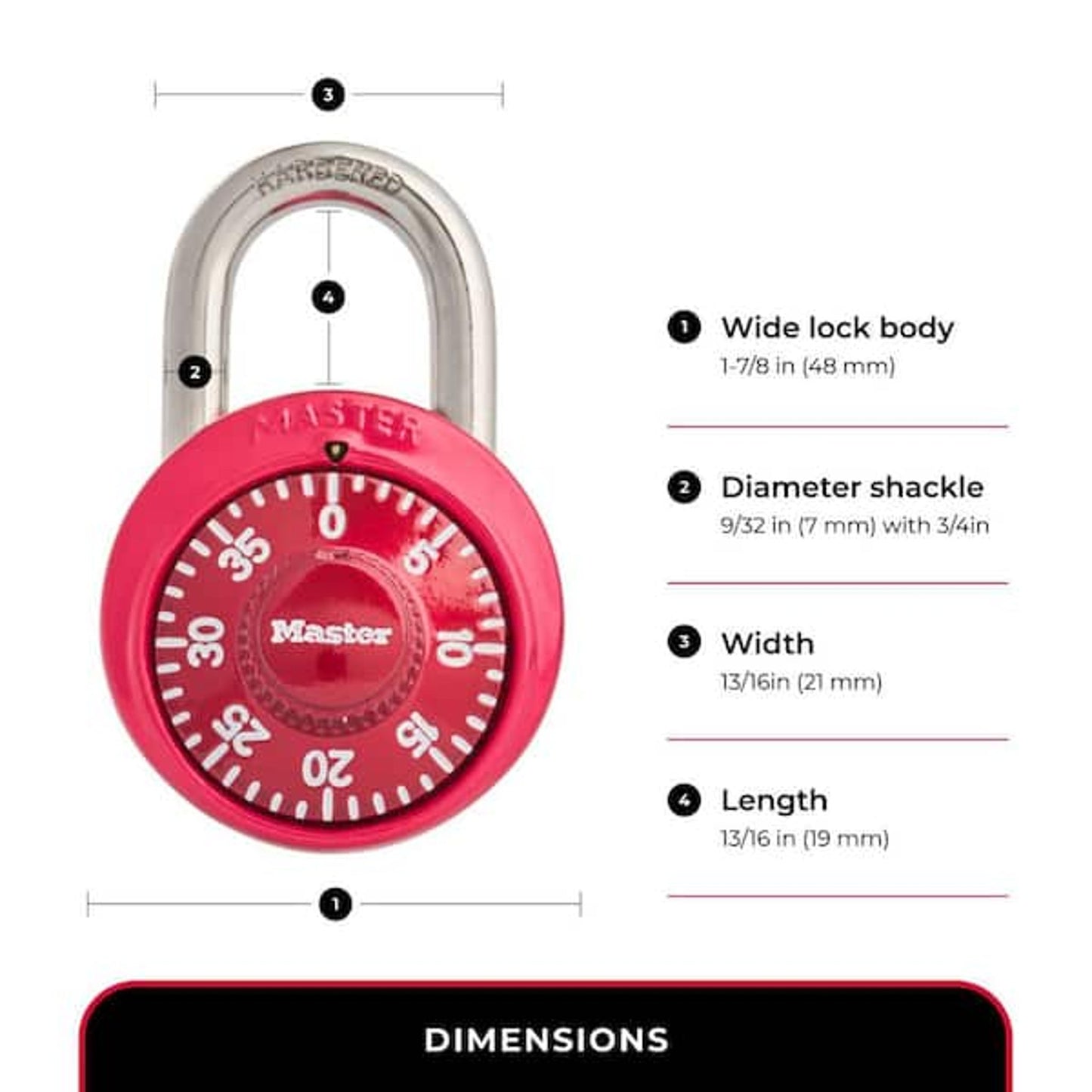 Master Lock 48mm Combination Lock 19mm Shackle Pack of 2