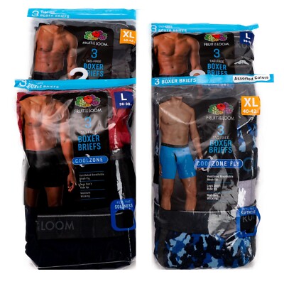 Fruit Of The Loom Men's Boxer Briefs, XL, Pack of 3