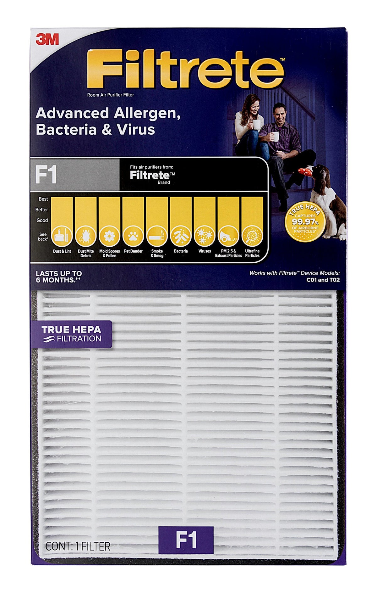3M Filtrete F1 Advanced Allergen, Bacteria & Virus HEPA Filter