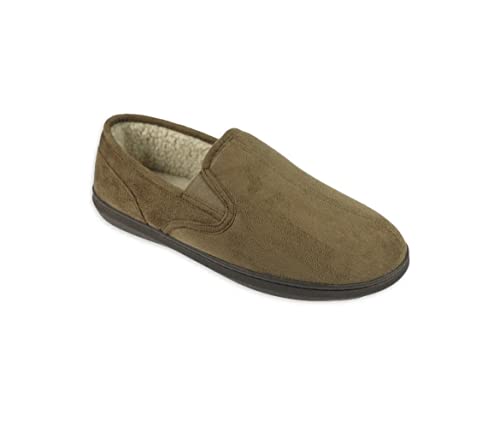 George Comfort Sherpa Slippers Brown Fur Size 7-8 Easy On/Off