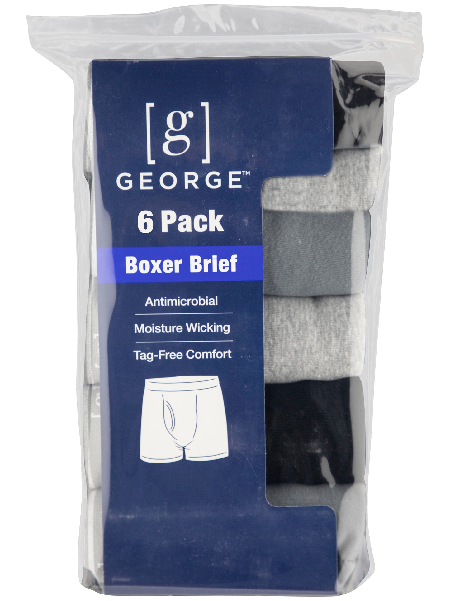 George Men's Regular Leg Boxer Briefs, 6-Pack