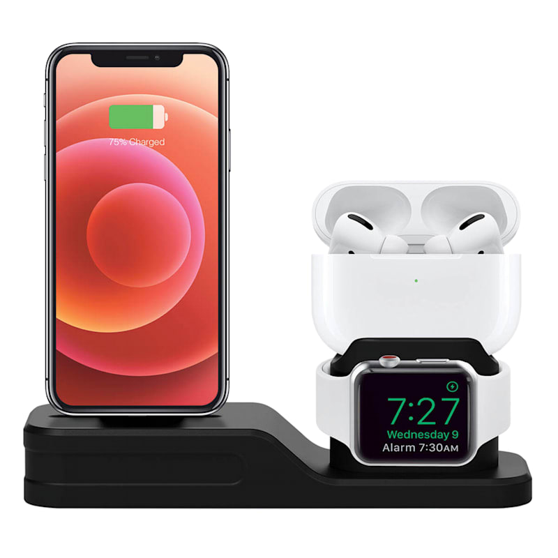 At Home 3-in-1 Black Device Stand, Plastic