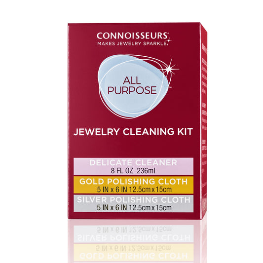 Connoisseurs All-Purpose Jewelry Cleaning Kit with Jewelry Cleaner Solution and Polishing Cloths