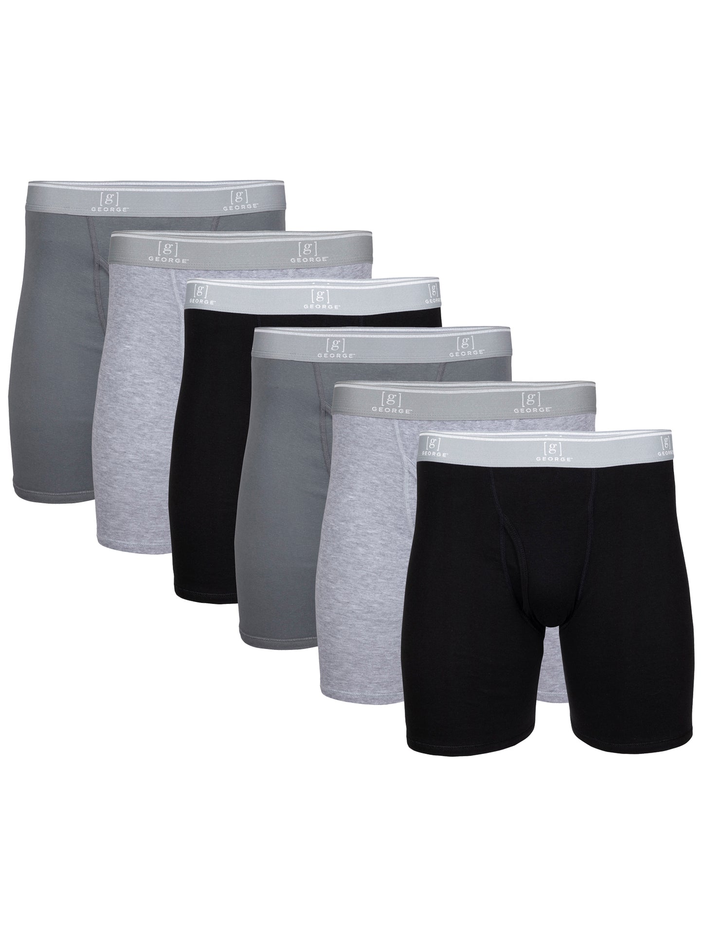 George Men's Regular Leg Boxer Briefs, 6-Pack