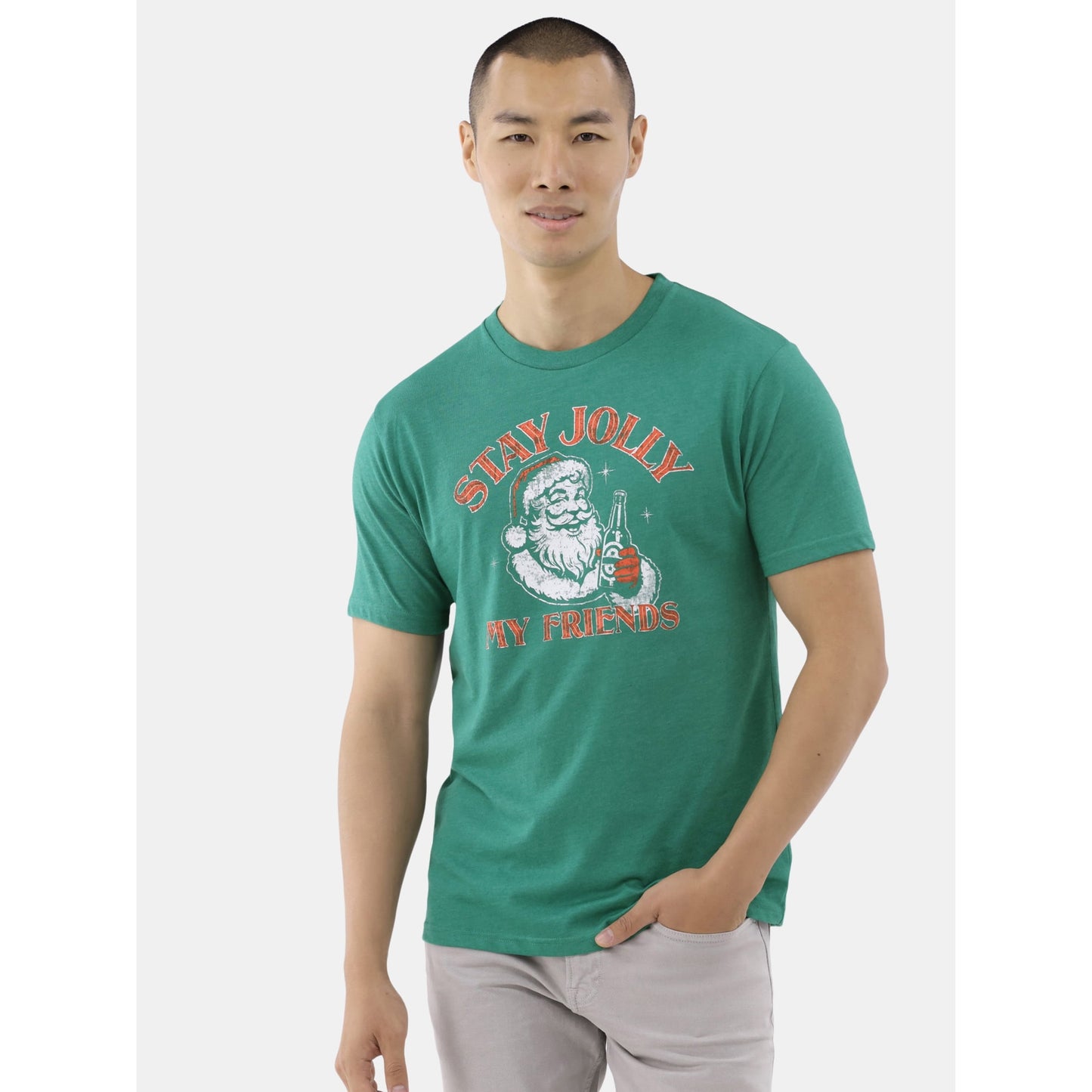 Men's Christmas Jolly Santa Graphic Tee from Holiday Time