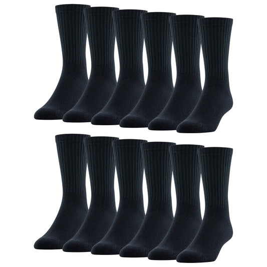 PowerSox Men's Cushion Crew Socks, 12-Pack