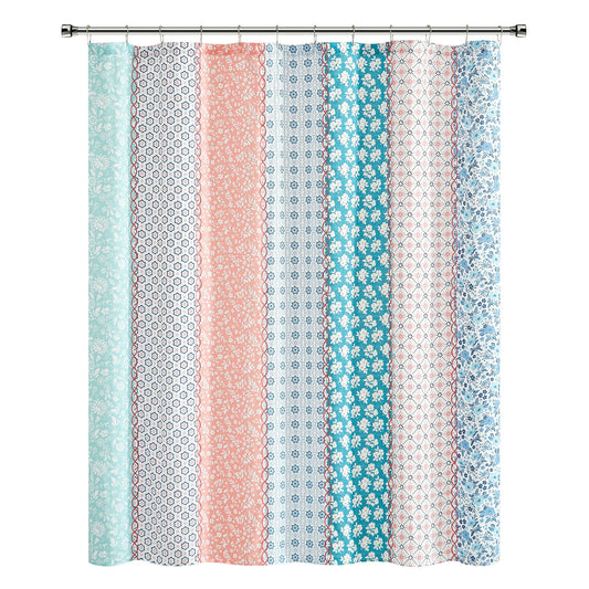 The Pioneer Woman Ditsy Patchwork Cotton-Rich Shower Curtain, 72"x72"