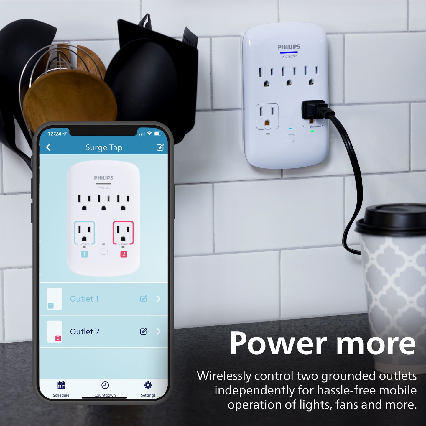 Philips Smart Plug 5-Outlet Surge Protector, 490J, White