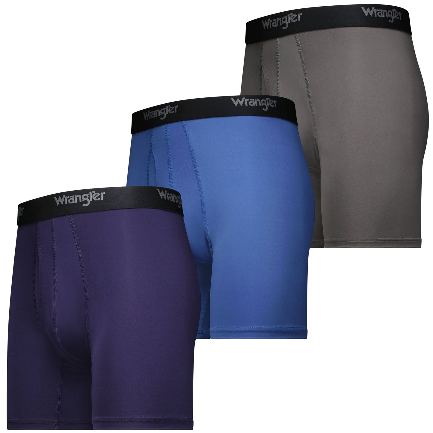 Wrangler Men's Boxer Briefs Cooling Stretch Nylon Underwear Boxers, Assorted Navy, 3 Pack