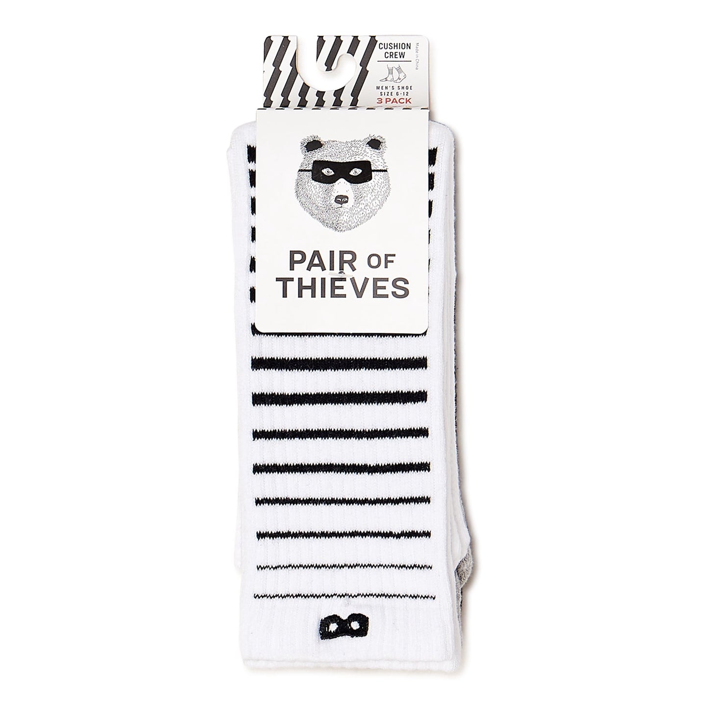 Pair of Thieves Blackout/Whiteout Men's Cushioned Crew Socks, 3-Pack