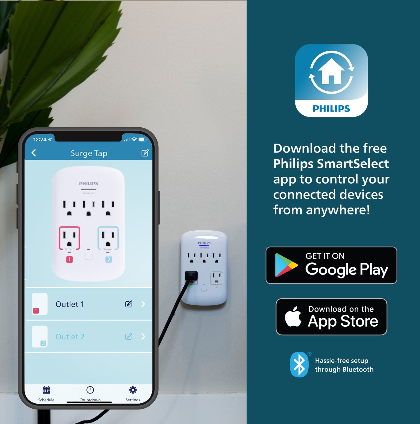 Philips Smart Plug 5-Outlet Surge Protector, 490J, White