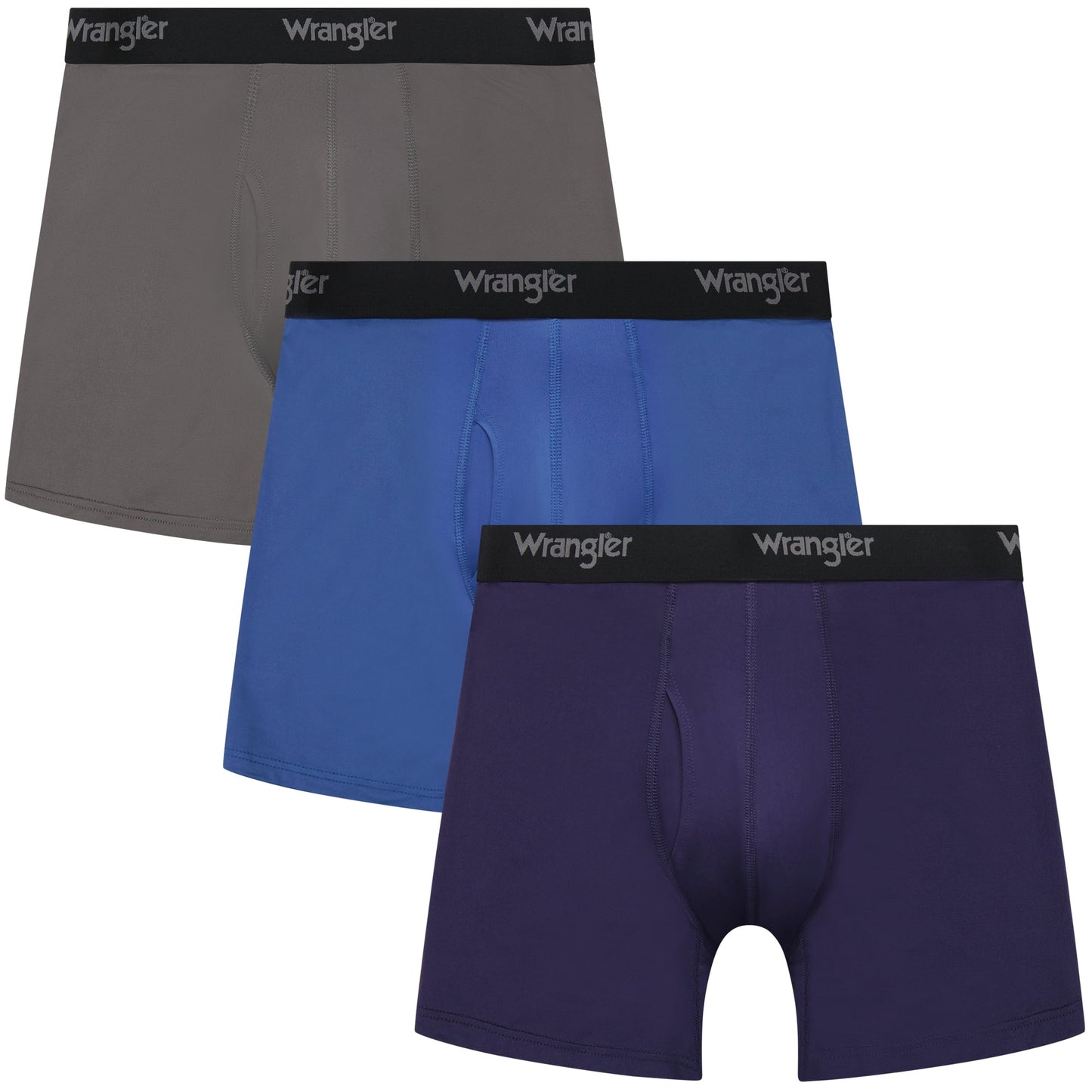 Wrangler Men's Boxer Briefs Cooling Stretch Nylon Underwear Boxers, Assorted Navy, 3 Pack