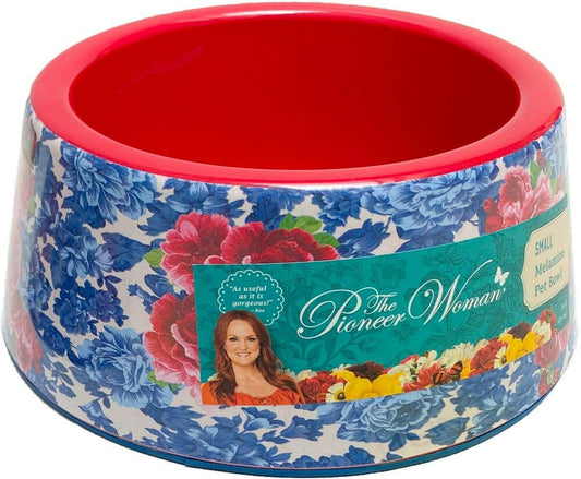The Pioneer Woman Small Melamine Pet Bowl Dish 14 Oz. Red Floral