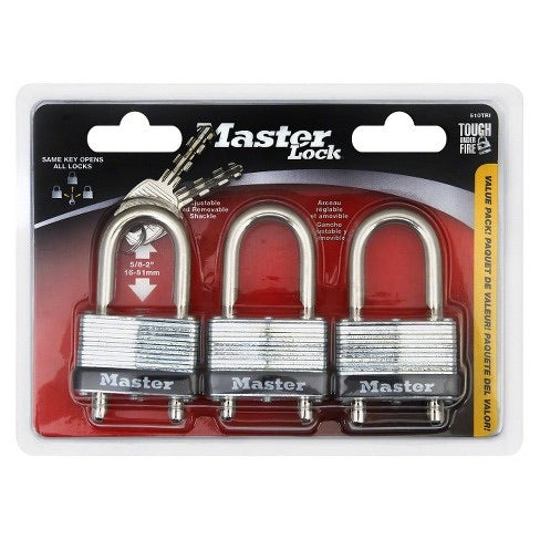 Master Lock Stainless Steel Warded Key Padlock 3-pack