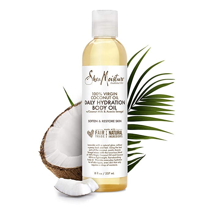 SheaMoisture Daily Hydration Body Oil for Dry Skin 100% Virgin Coconut Oil with Shea Butter 8 oz